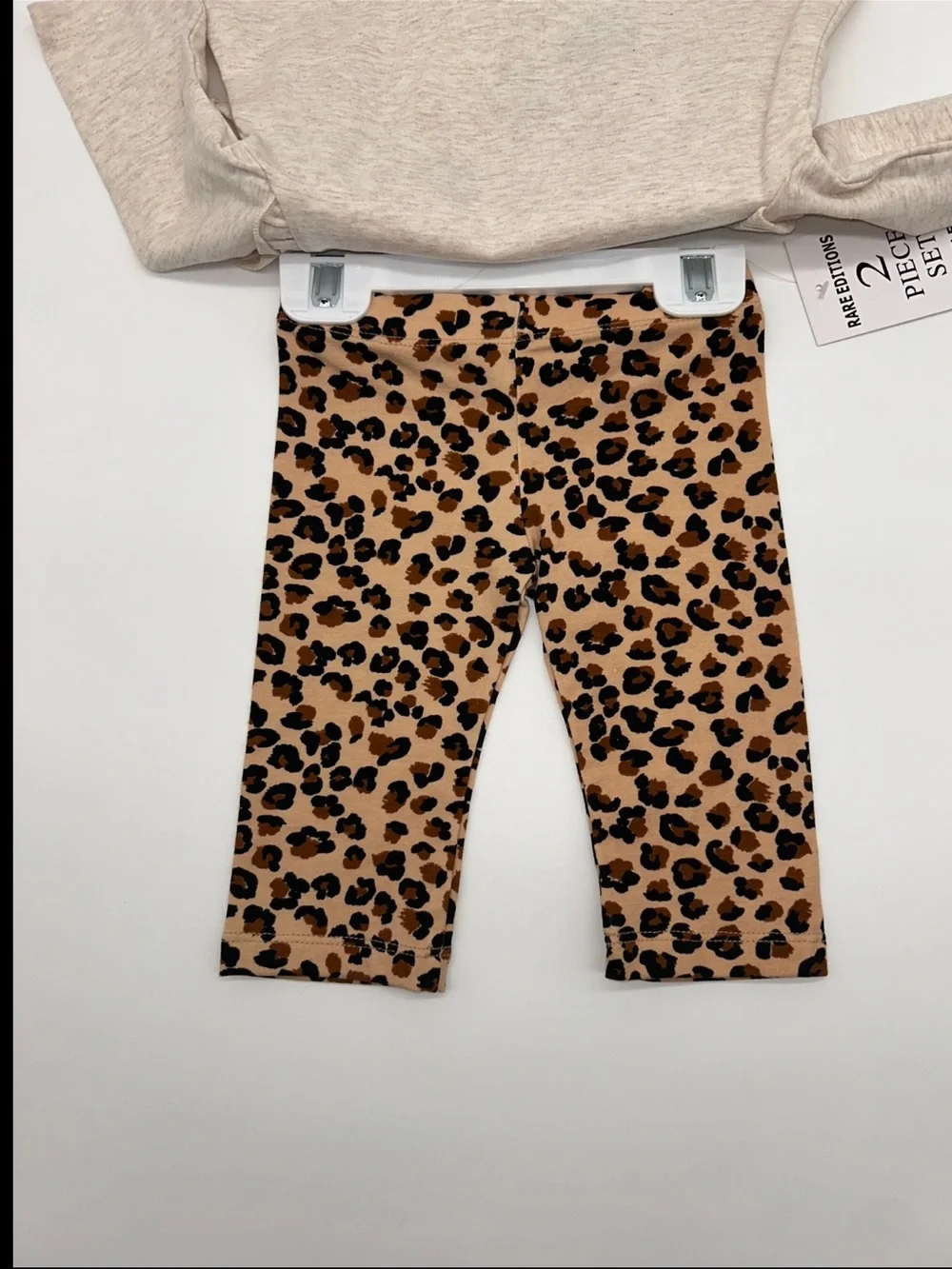 Rare Editions Girls 3-6M Neutral Pumpkin & Floral Top with Leopard Leggings